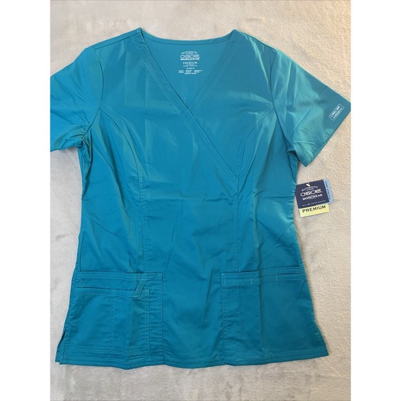 Cherokee Tops - Cherokee Authentic New Women Scrub Top V-Neck Teal Small 3 Pockets